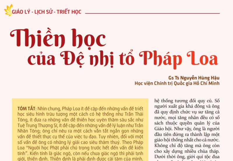 Tap chi Nghien cuu Phat hoc So thang 9.2020 Thien hoc cua De nhi to Phap Loa 1
