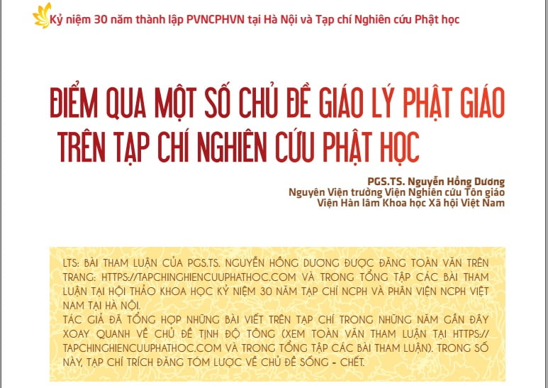 Tap chi Nghien cuu Phat hoc So thang 11.2020 Diem qua mot so chu de giao ly Phat giao 1