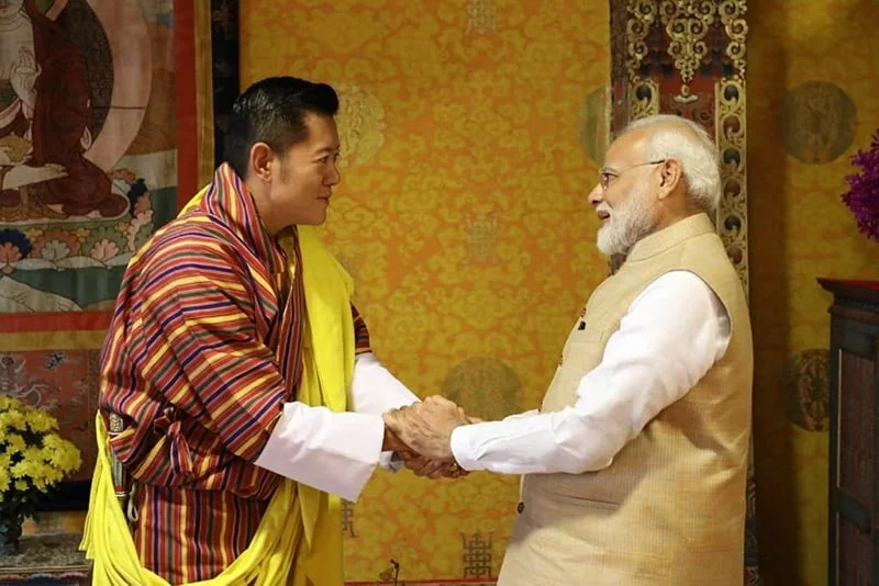 Quoc vuong Bhutan Jigme Khesar Namgyel Wangchuck chao don Thu tuong An Do Narendra Modi